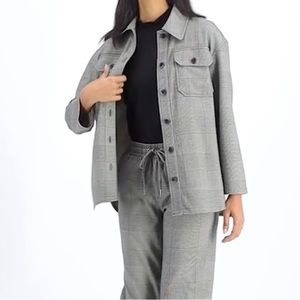 MACYS BAR III PLAID OVERSIZE SHACKET NWT SZ XS. BROWN BLACK